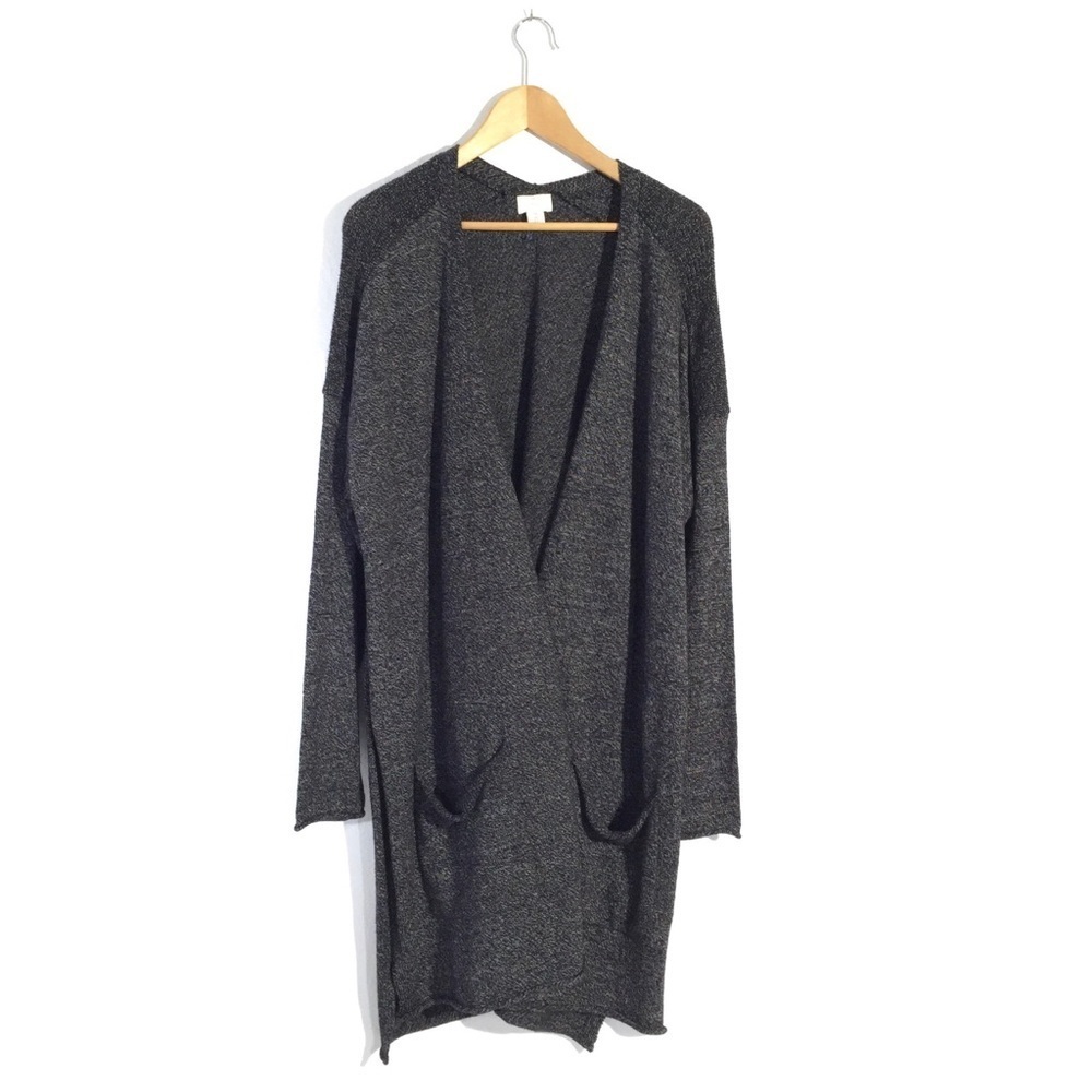 Caslon Plus Black White Soft Knit Long Cardigan Duster Sweater XXL